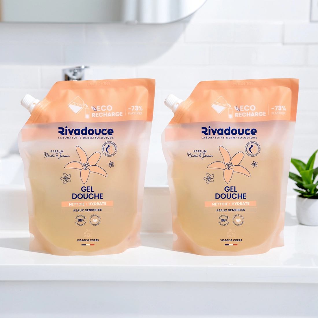 Lot recharge gel douche n&eacute;roli & jasmin 2*750ml image number 0