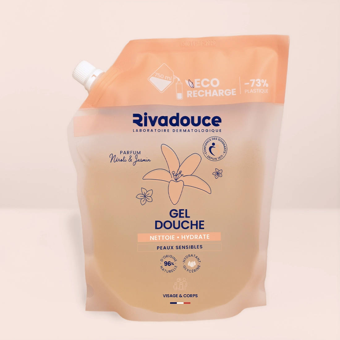 Eco-recharge gel douche n&eacute;roli & jasmin 750ml