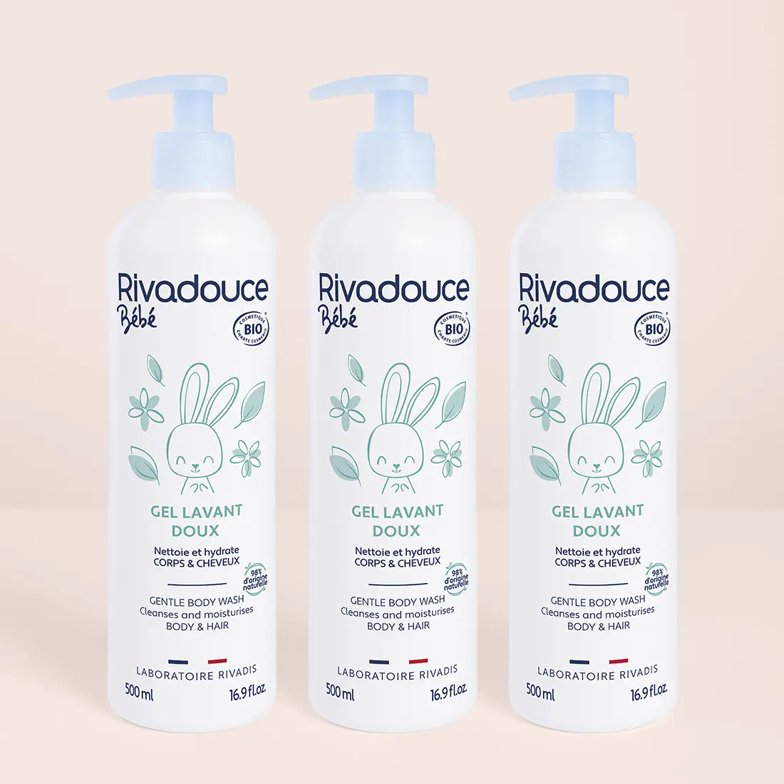 LOT DE 3 GELS LAVANTS DOUX BÉBÉ 500ML