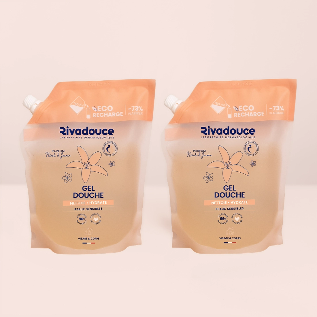Lot recharge gel douche n&eacute;roli & jasmin 2*750ml