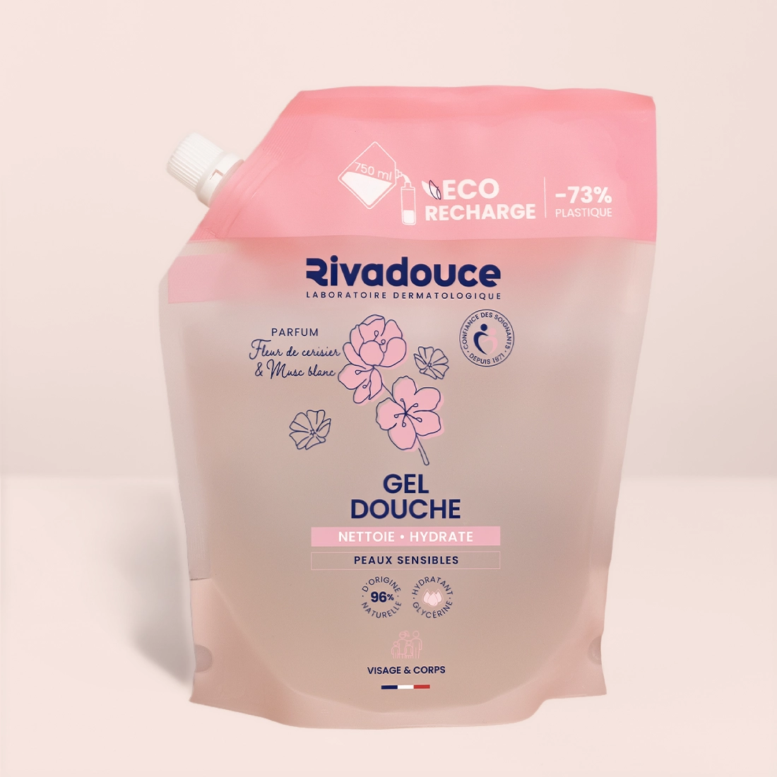 Eco-recharge gel douche fleur de cerisier musc blanc 750ml