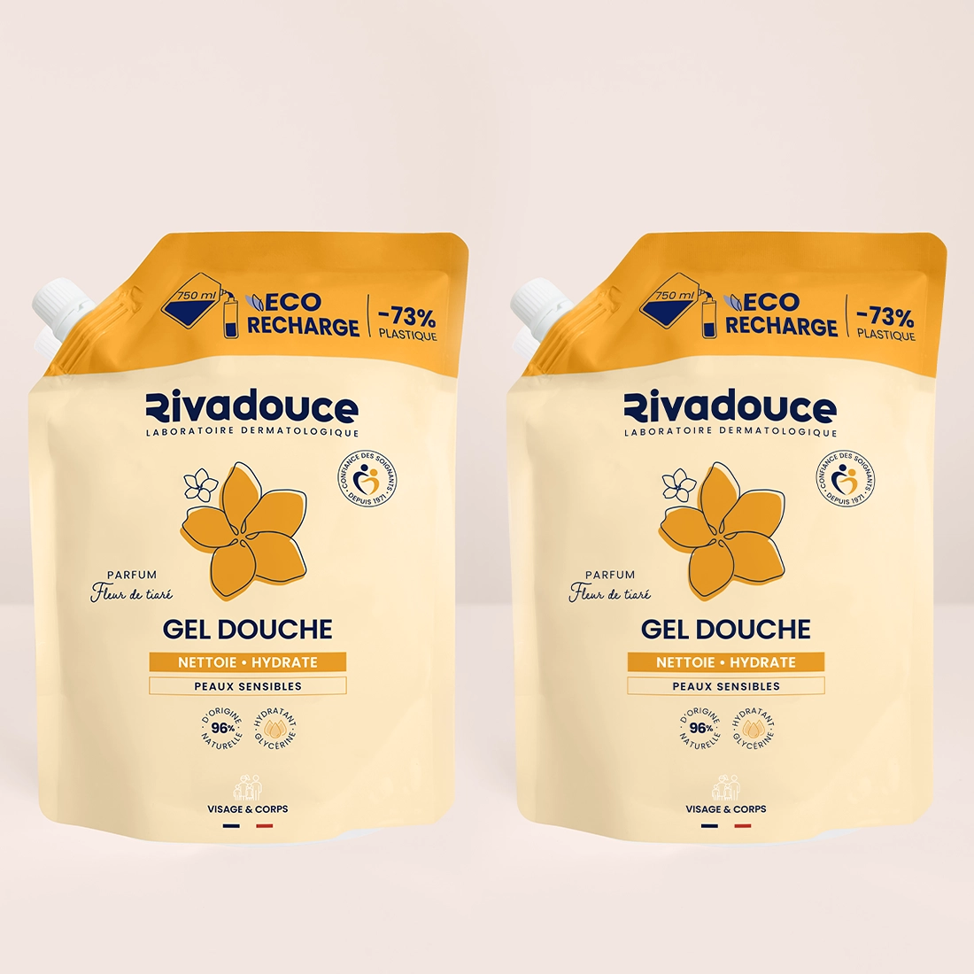 LOT RECHARGE GEL DOUCHE FLEUR DE TIARE 2*750ML image number 0