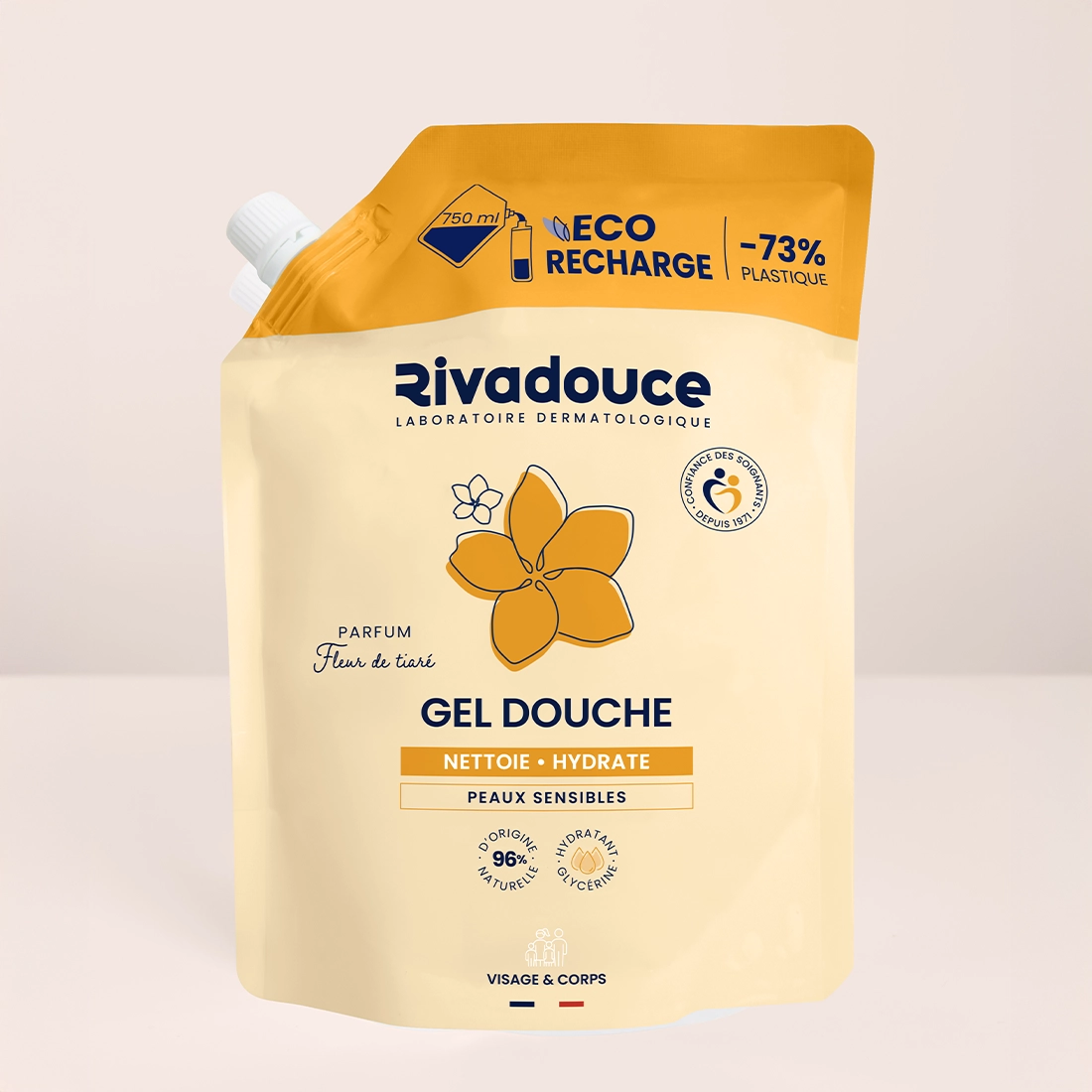 Eco-recharge gel douche fleur de tiar&eacute; 750ml