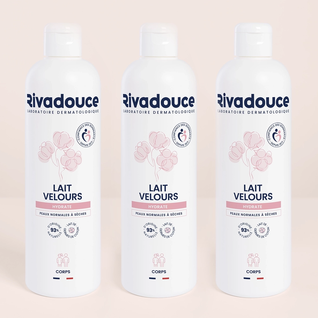 LOT DE 3 LAITS VELOURS CORPS 500 ML