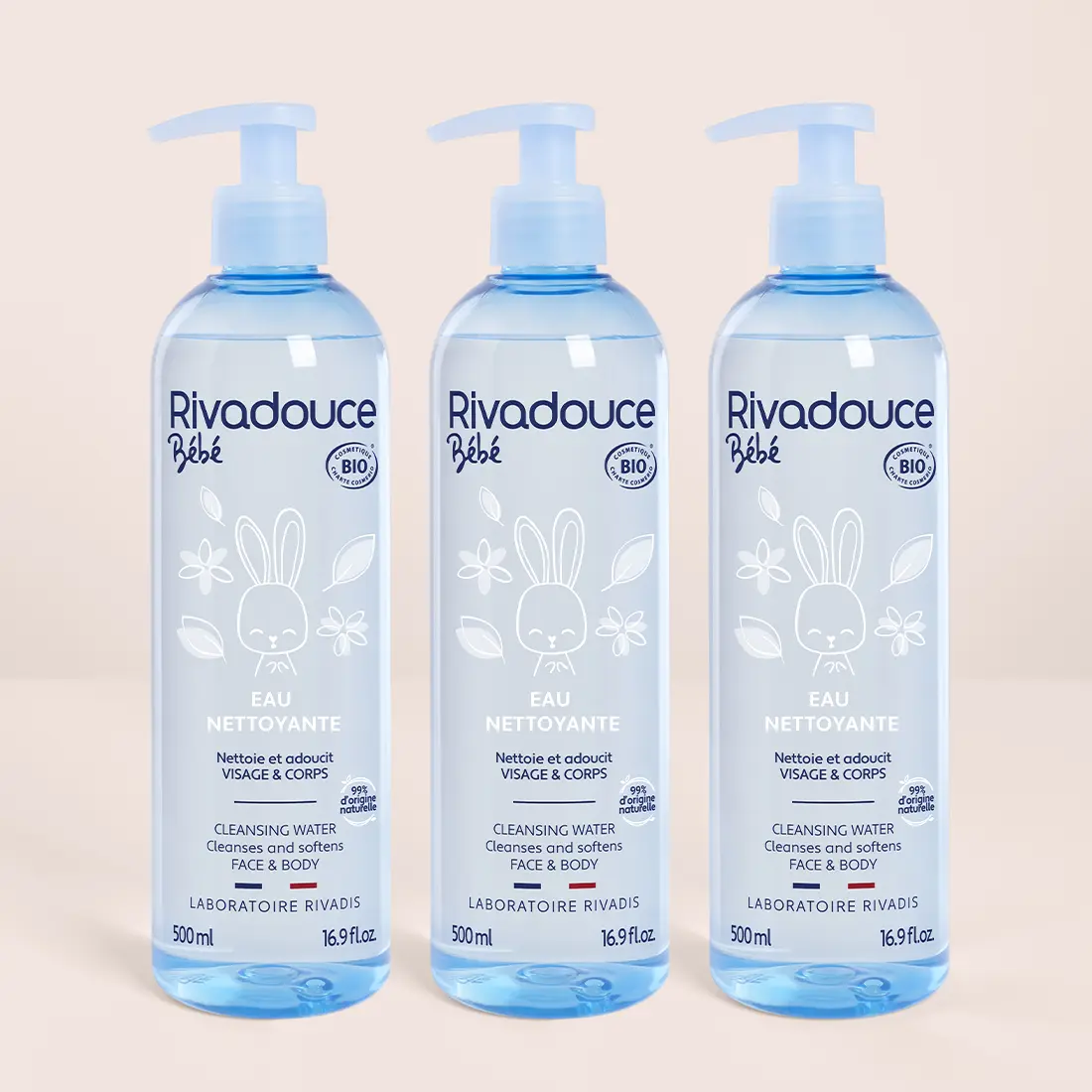 LOT DE 3 EAUX NETTOYANTES BÉBÉ 500ML