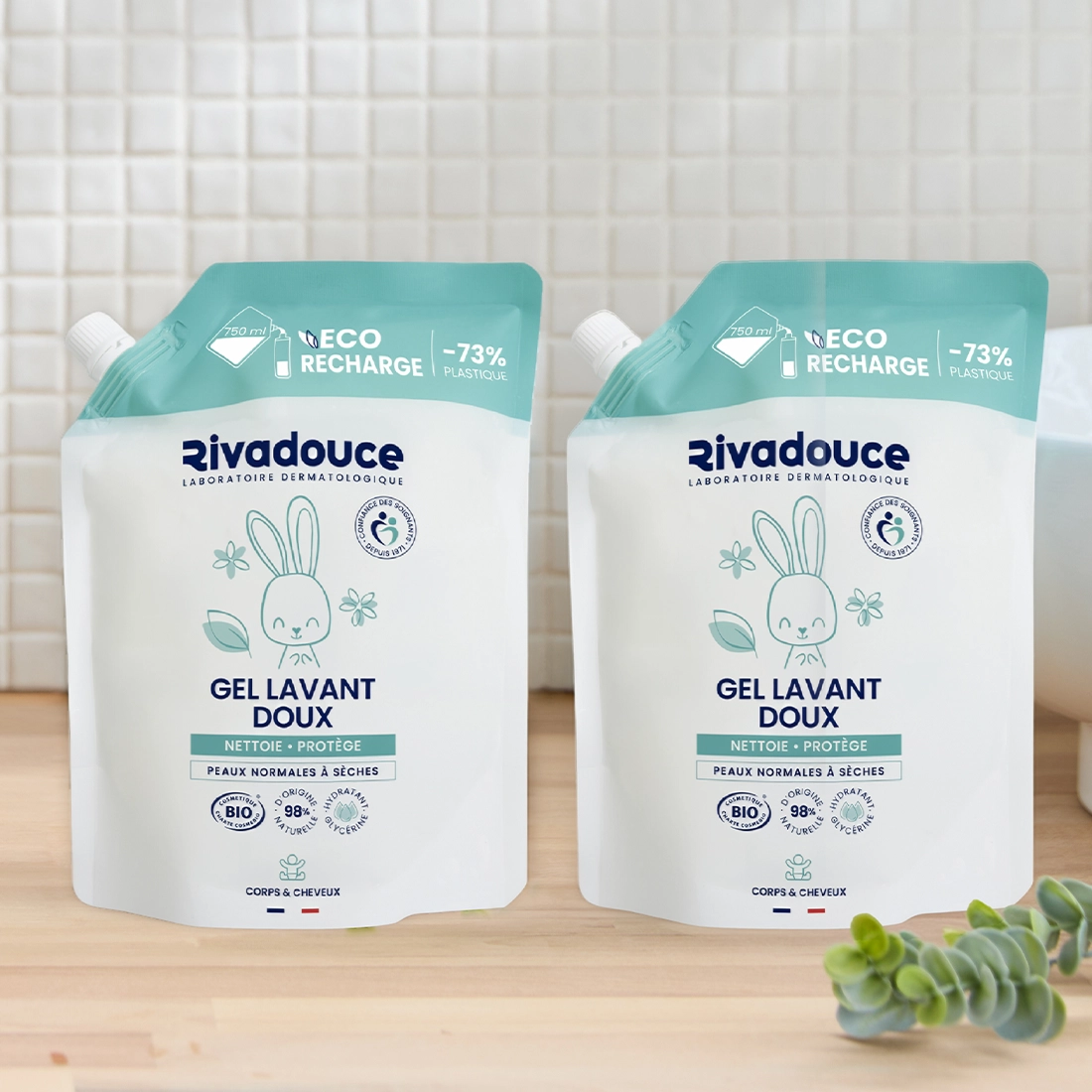 LOT RECHARGE GEL LAVANT DOUX BEBE 2*750ML image number 0